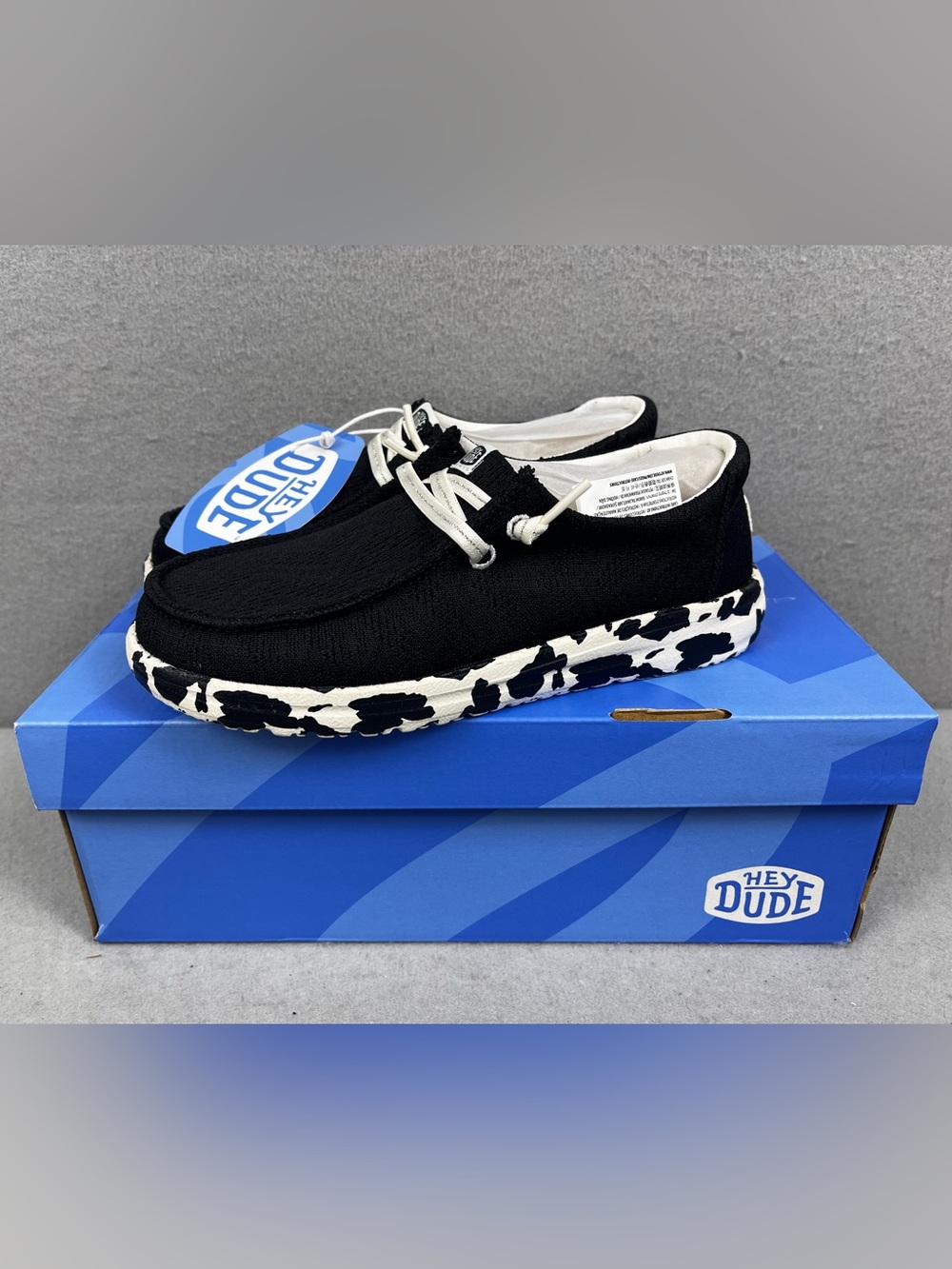 NWT (Junior) HEY DUDE WENDY Y ANIMAL POP J2 Cow Print